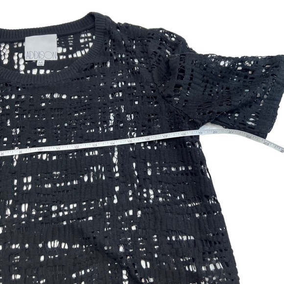 ADDISON Black Short Sleeve Perforated Fabric Cropped Size M - Picture 9 of 9